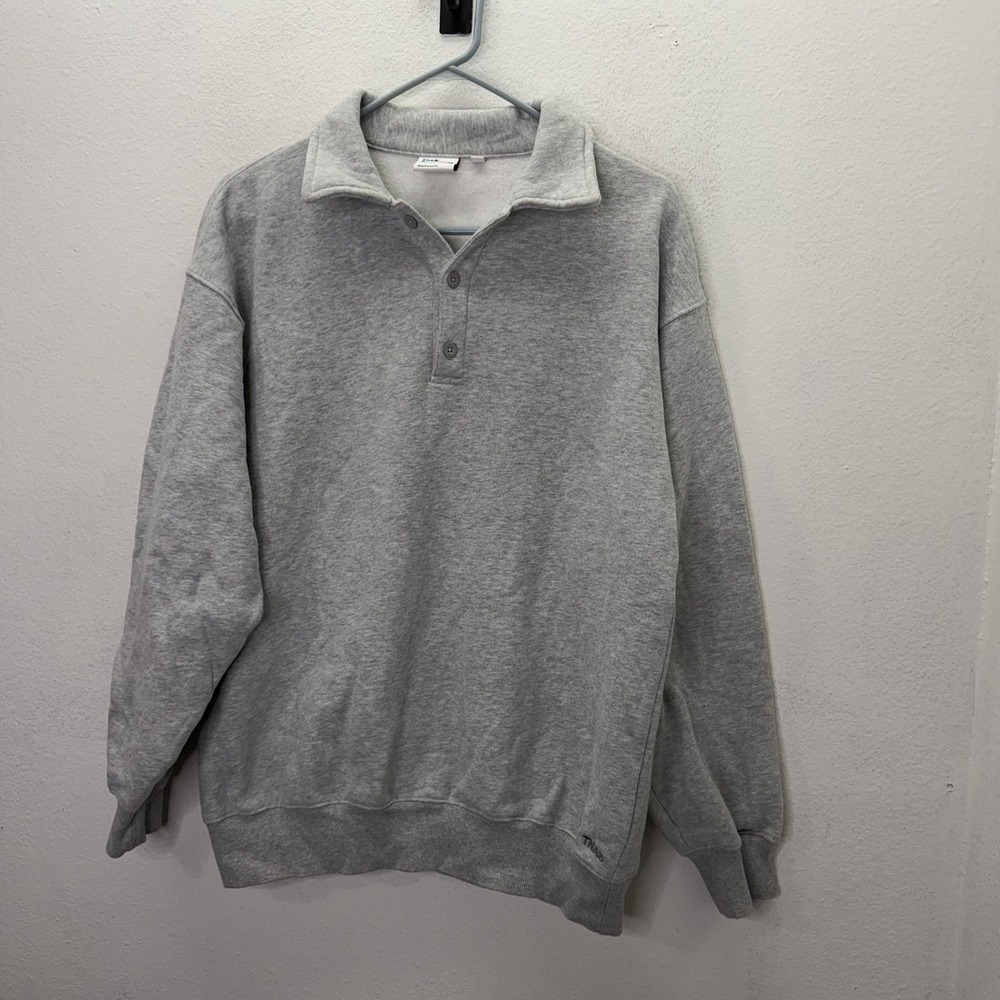 Aritzia Women's TNA Sweat Fleece Cozy Fleece Boyfriend Fit Sweatshirt Gray Sz S